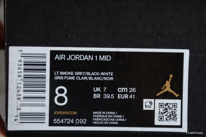 Grey Mid 1 Smoke Jordan AIR 554724-092 Light 0921